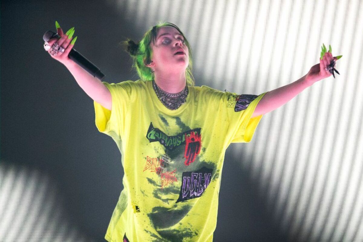 Billie Eilish performs at the Shrine Auditorium in L.A. on July 9, 2019.