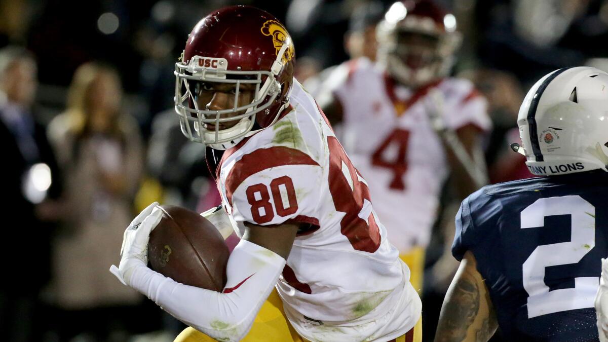 USC wide receiver Deontay Burnett makes a touchdown catch against Penn State in the fourth quarter.