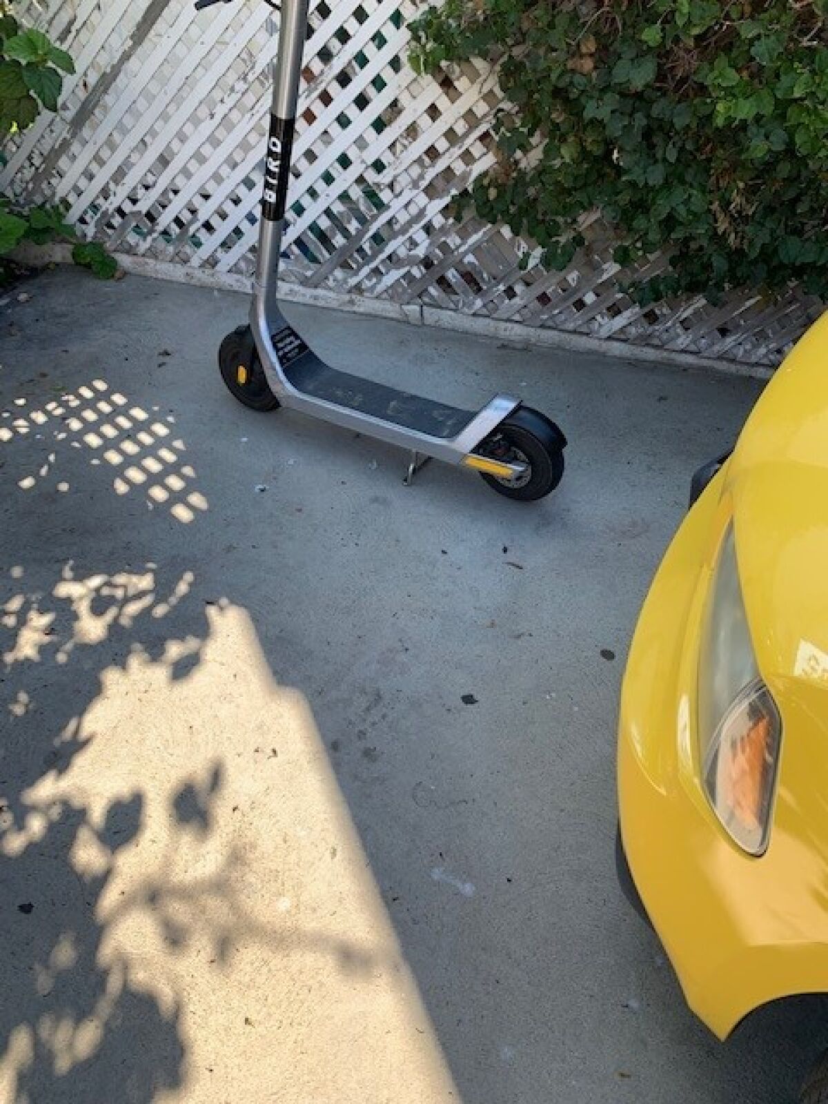 Reader Ted Bleckman took this photo of an electric scooter left on his driveway.