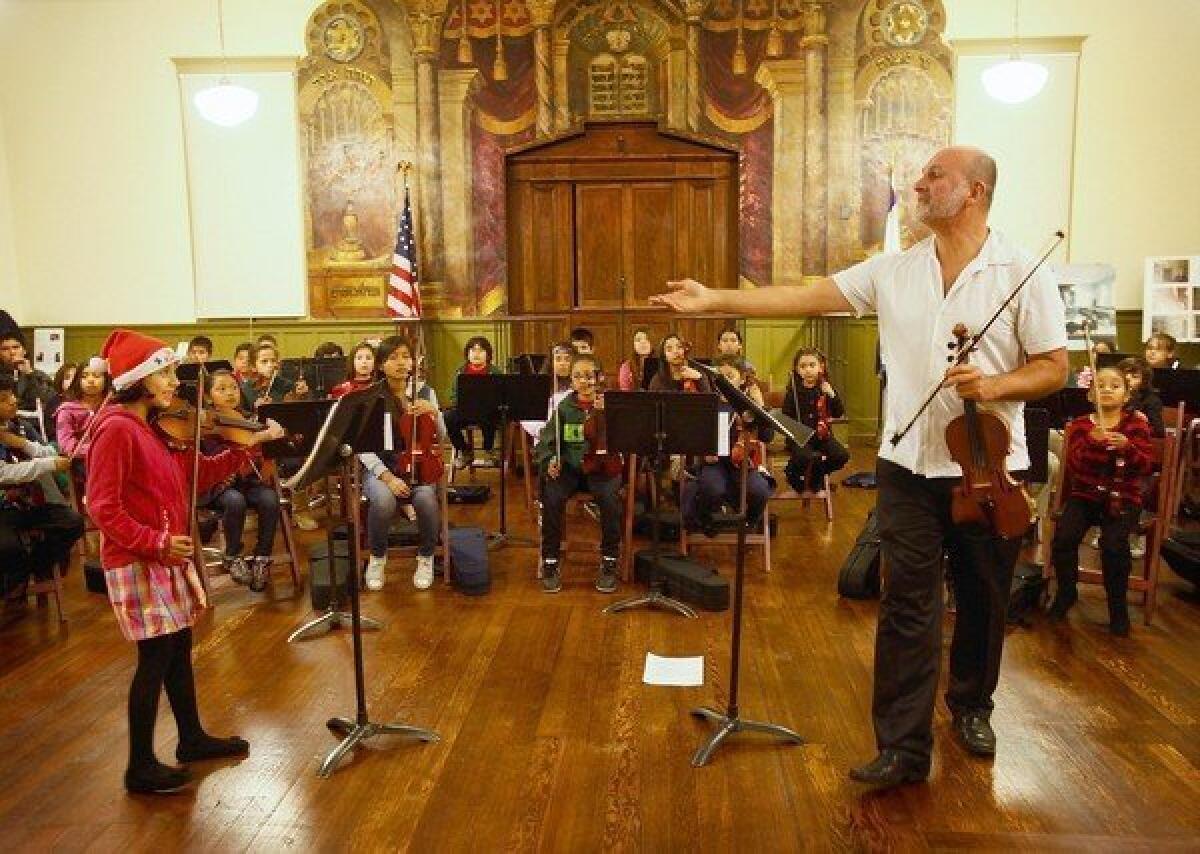 A Times reader applauded this photograph of a Boyle Heights Youth Orchestra rehearsal at the Breed Street Shul.
