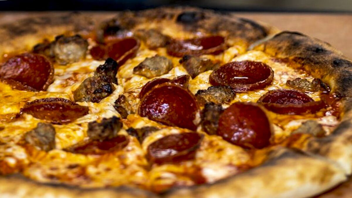 A closeup of a pepperoni pizza