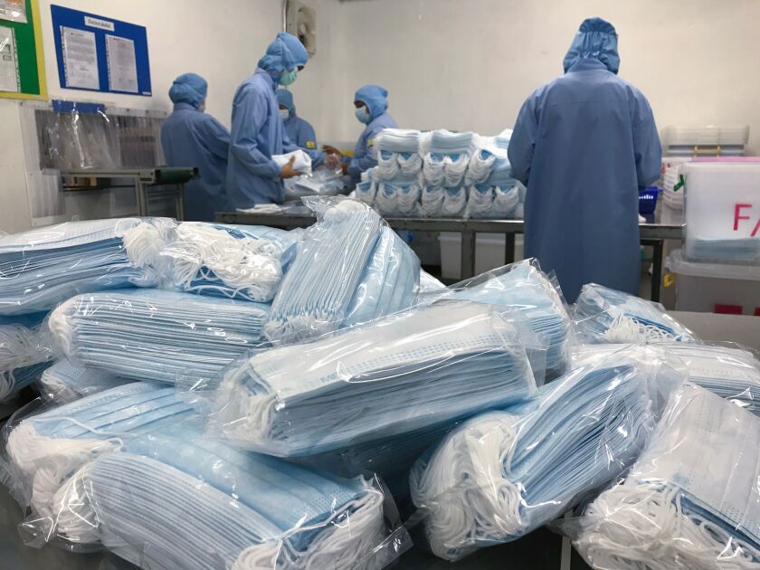 Packages of face masks
