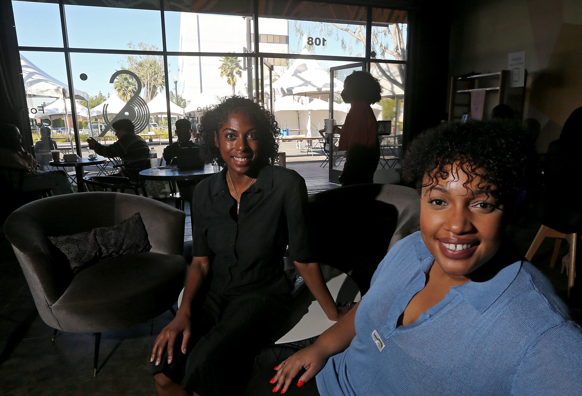Shanita Nicholas and Amanda-Jane Thomas in their Sip & Sonder coffee shop in Inglewood.