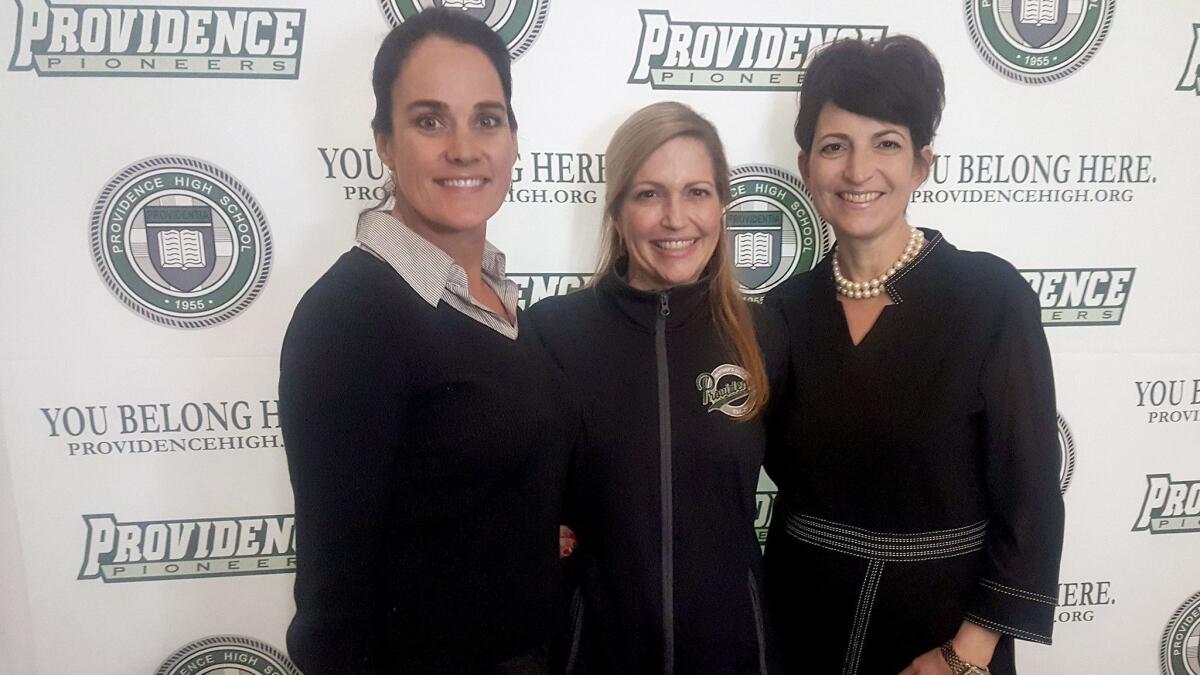 Palmer Davis, Pam Loftus and Mimi Greenfield, left to right, helped found Providence High's Mothers' Guild, which will host its first event, called "Not Your Grandmother's Bingo Night," Saturday. Proceeds will help cover tuition costs for students whose parents have passed away.