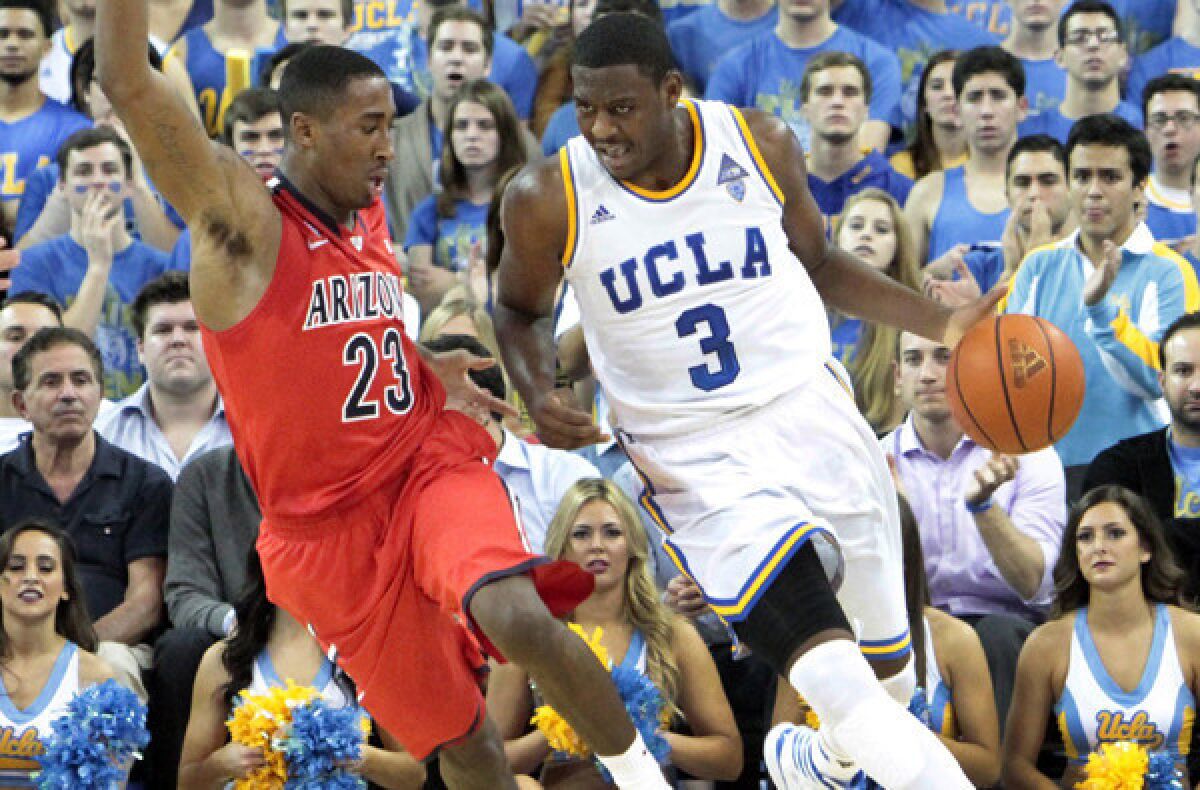 Guard Jordan Adams and UCLA came up short against forward Rondae Hollis-Jefferson and Arizona, 79-75, in their only Pac-12 Conference game this season.