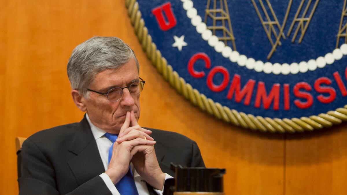 Federal Communications Commission (FCC) Chairman Tom Wheeler listens to commissioners speak prior to a vote on Net Neutrality in Washington, D.C. in 2015.
