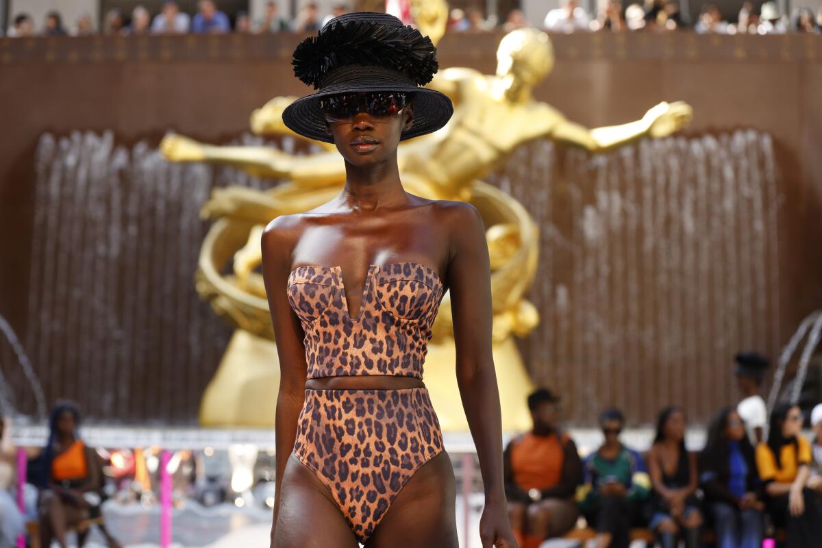 The Victor Glemaud Spring 2023 collection is modeled during Fashion Week, Saturday, Sept. 10, 2022, in New York. (AP Photo/Jason DeCrow)