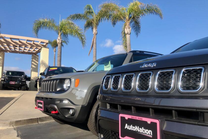 Jeeps on display at AutoNation in Carlsbad