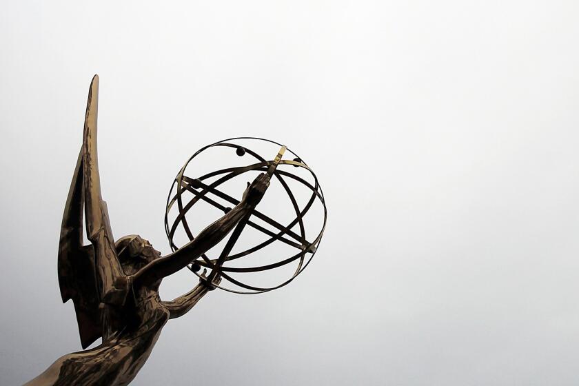 The Emmy nominations will be announced on Thursday morning. Pictured: An Emmy statue outside the Academy of Television Arts and Sciences in North Hollywood.
