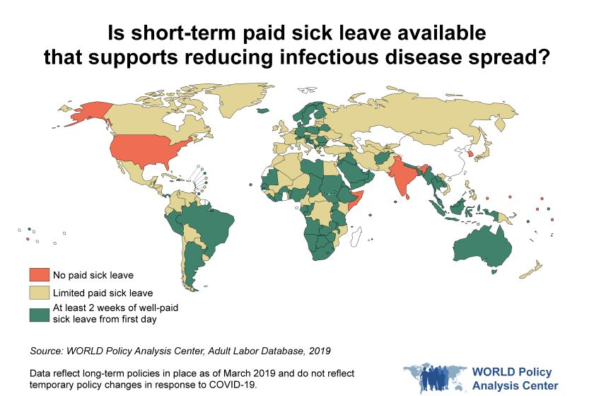 The U.S. is the only rich country that fails to provide nationally-mandated paid sick leave.