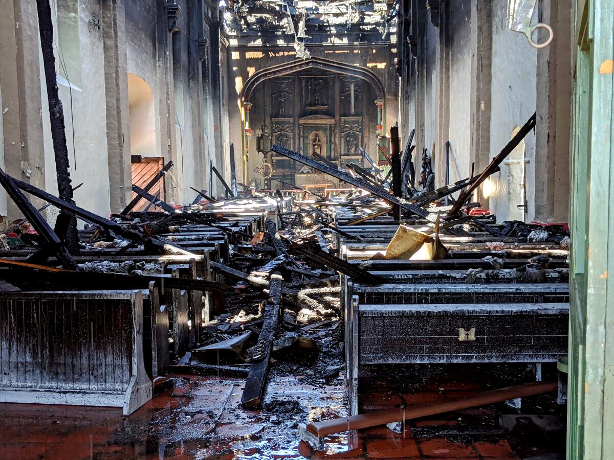 San Gabriel Mission nearly completely restored after fire.