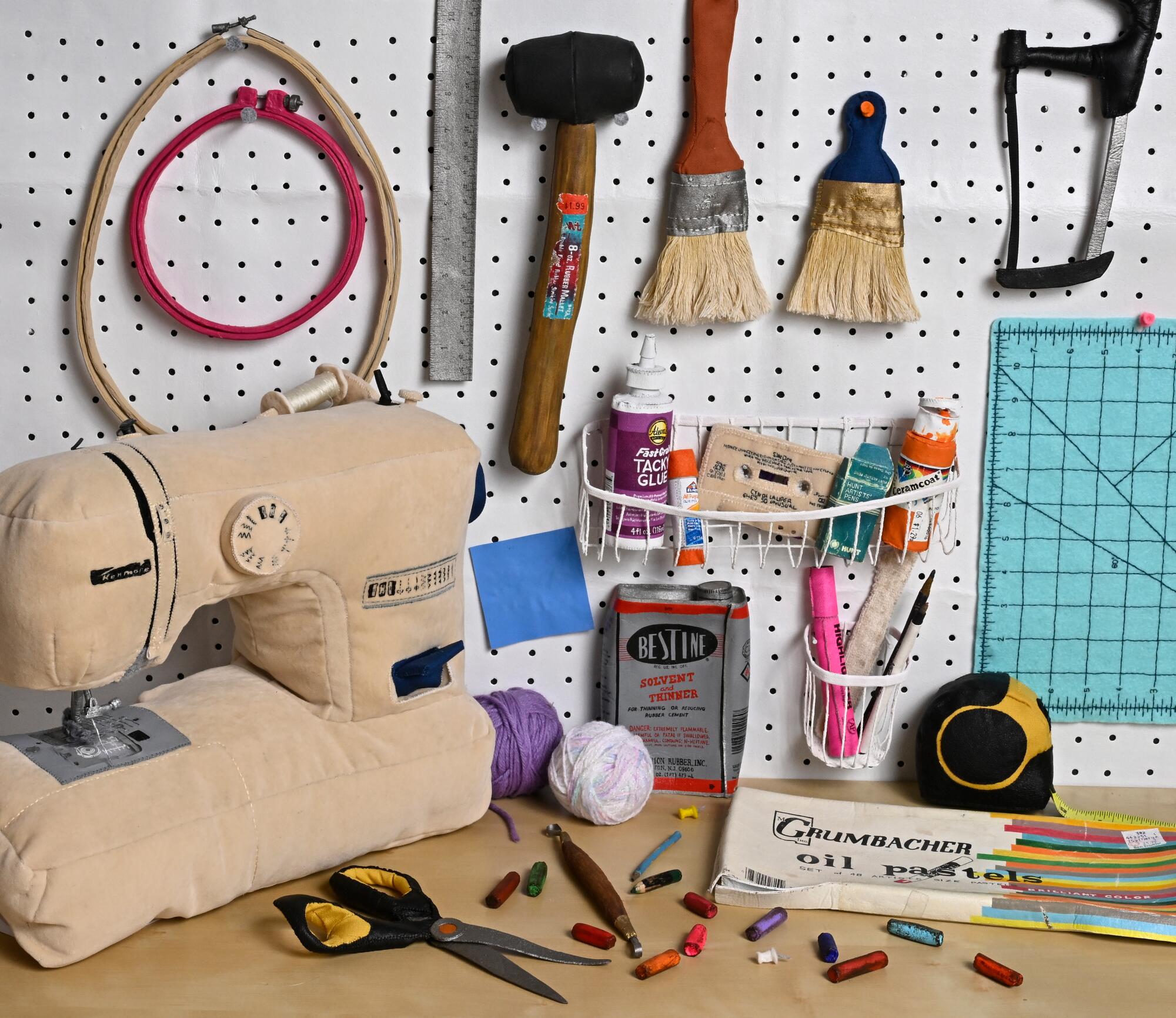 Textile Sculpture of crafting materials and tools made by Los Angeles Artist Mashanda Lazarus