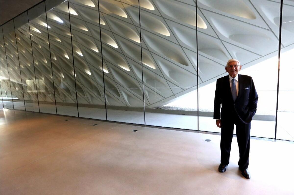 Eli Broad stands inside the Broad, the contemporary art museum on Grand Avenue in Los Angeles.