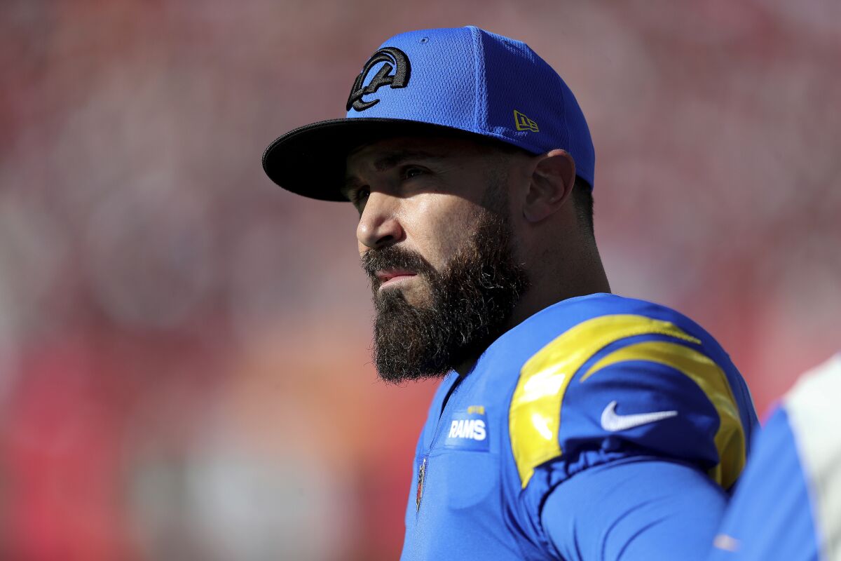 Rams safety Eric Weddle watches from the sideline during a divisional playoff win.