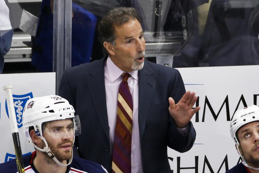 Blue Jackets Coach John Tortorella gives instructions during the third period of a game against the Pittsburgh Penguins on Nov. 13, 2015.