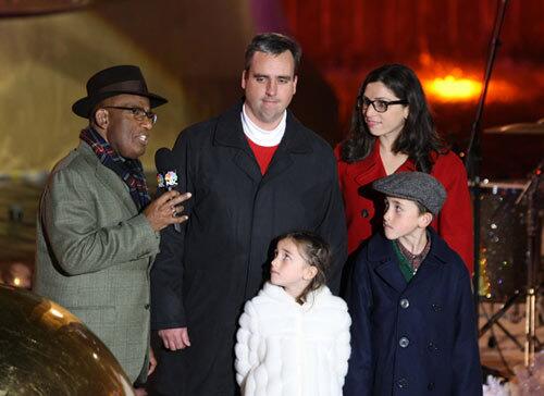 Al Roker interviews Firefighter Peter Acton, his wife, Stephanie, and his two children, Seamus and Fiona who donated the 74-foot Norway spruce which will be dressed with 30,000 energy efficient led lights for the Rockefeller Center tree lighting ceremony.