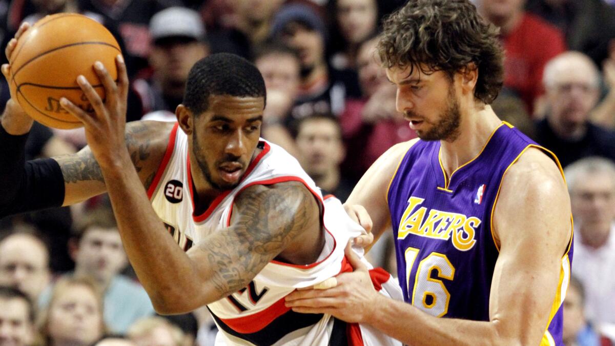 Power forwards LaMarcus Aldridge, formerly of the Trail Blazers, and Pau Gasol, who is now with the Bulls, share one thing in common: All-Stars who declined big money to play for the Lakers.
