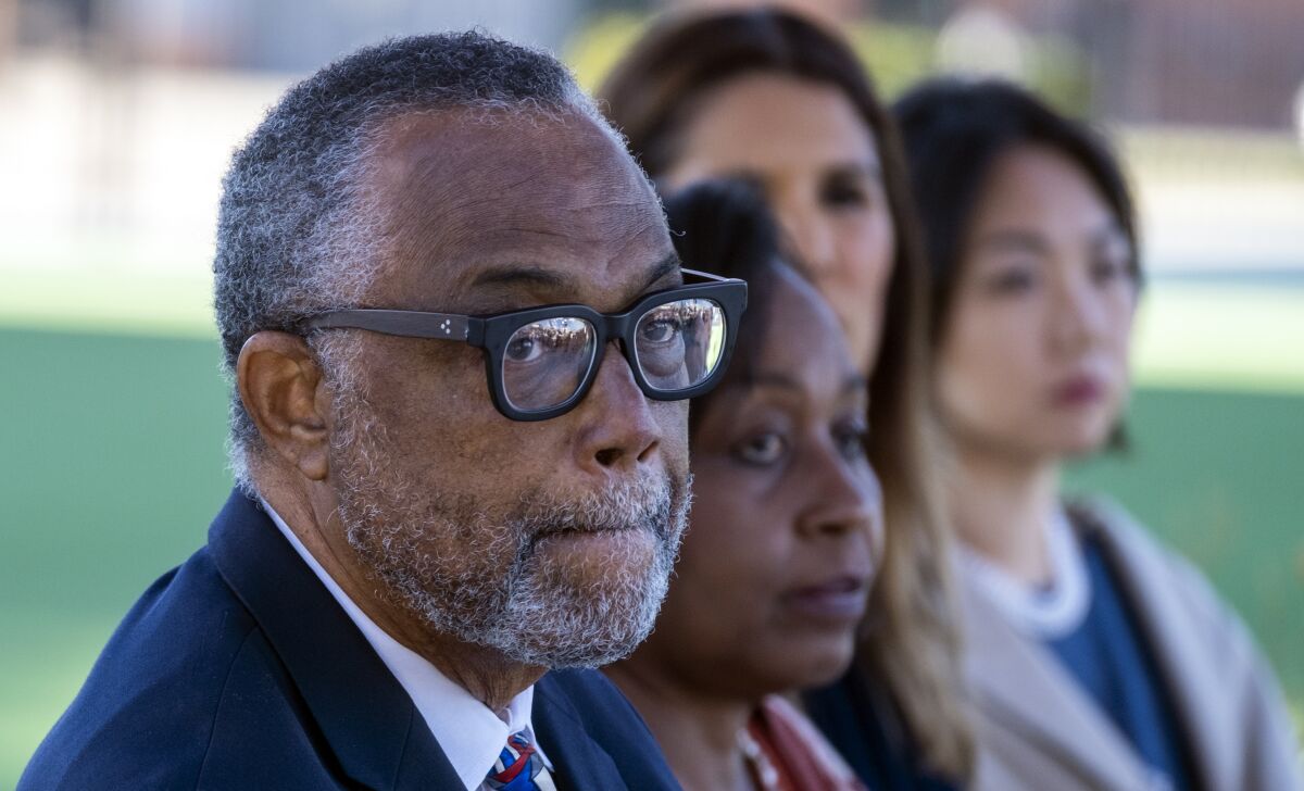 Los Angeles Councilmember Curren Price, appearing at a community event in his district in 2021.