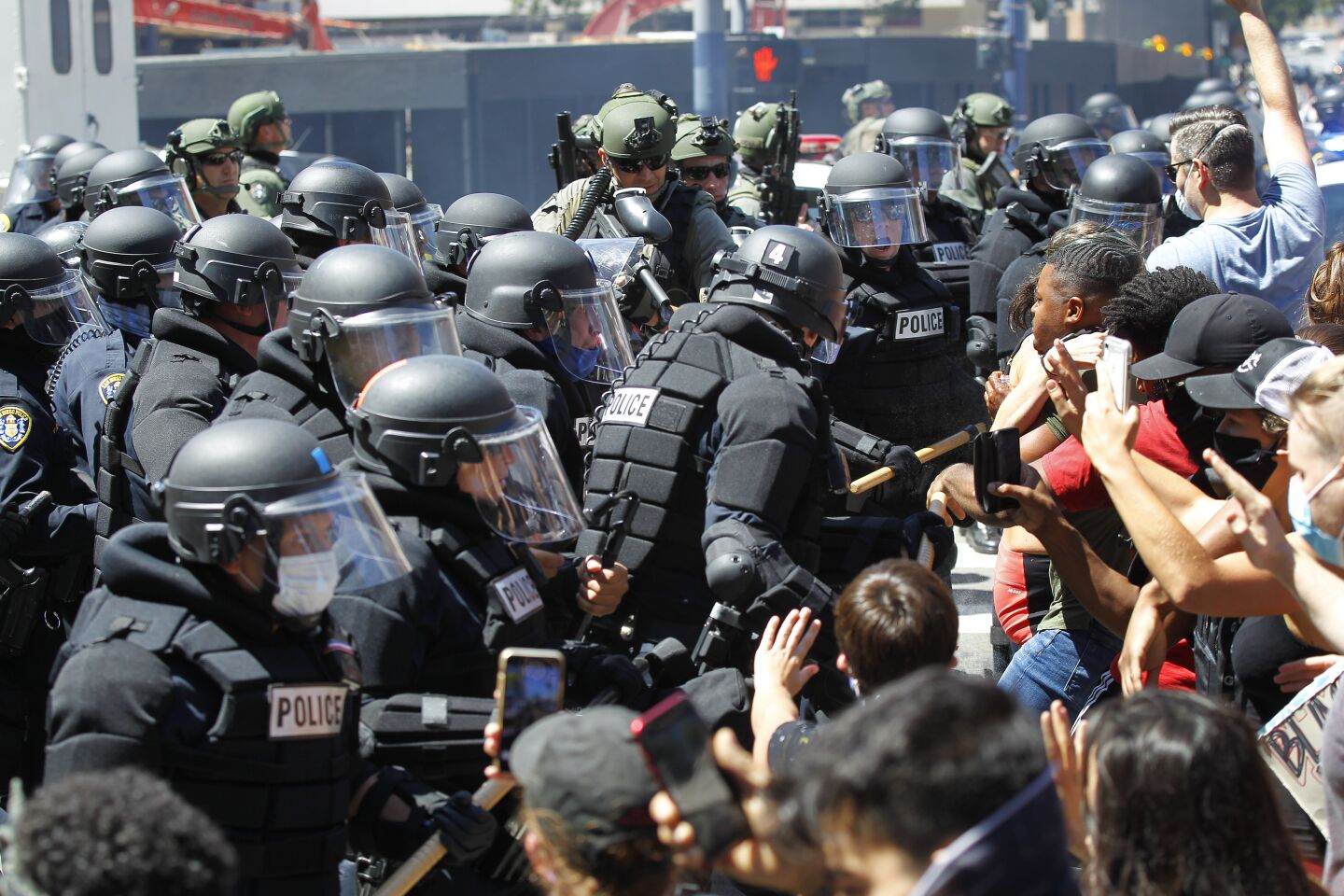 San Diego police fired non lethal bullets at protesters near the San Diego Hall of Justice in San Diego on May 31, 2020. The group was protesting the death of George Floyd.