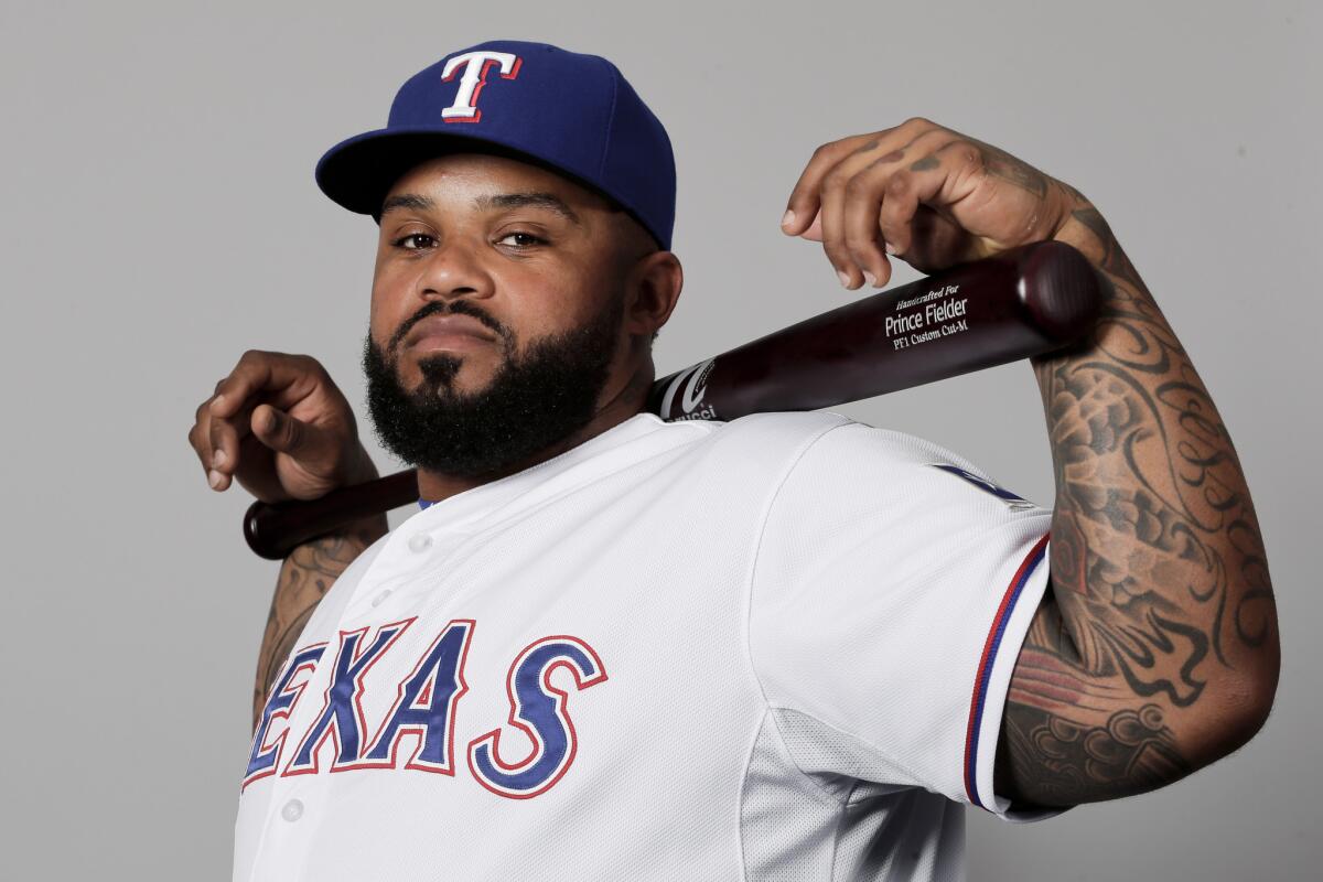 Rangers first baseman Prince Fielder poses for a portrait in spring training on Feb. 28.
