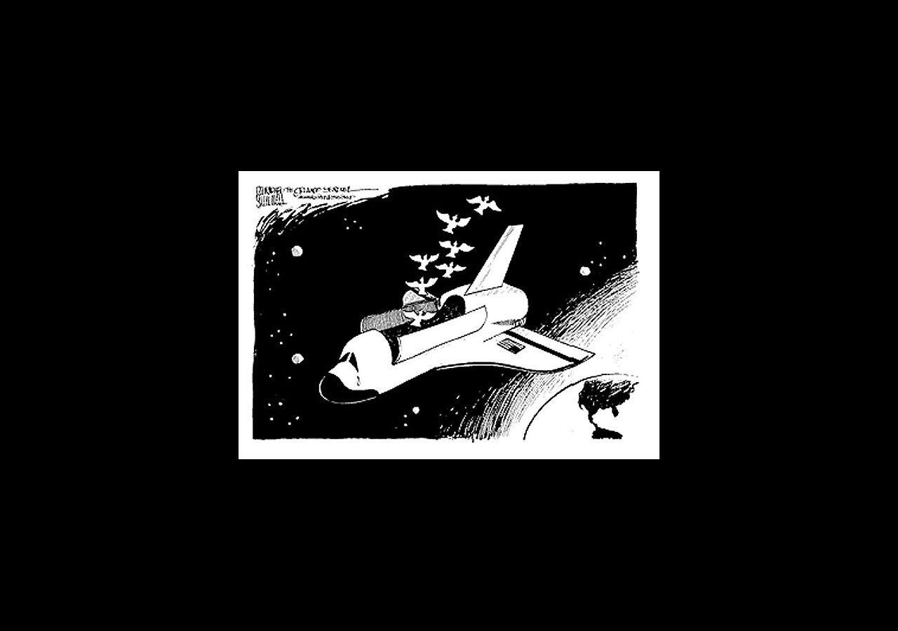 LOOKING BACK: Dana Summers space shuttle Challenger editorial cartoon