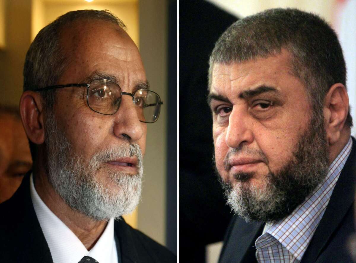 Arrest warrants have been issued for the Muslim Brotherhood's supreme guide, Mohamed Badie, left, and Khairat Shater, the organization's chief strategist and financier.
