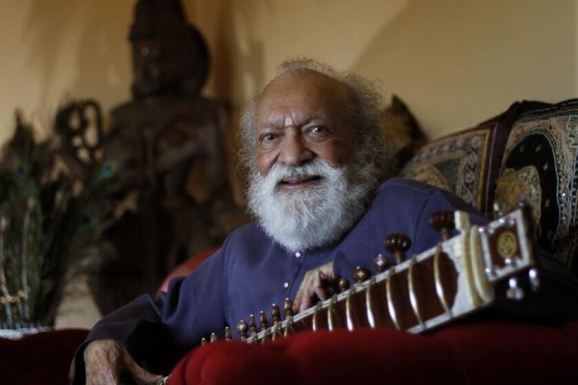 Ravi Shankar, the master of the Indian sitar, photographed last year at his home in Encinitas in San Diego County.