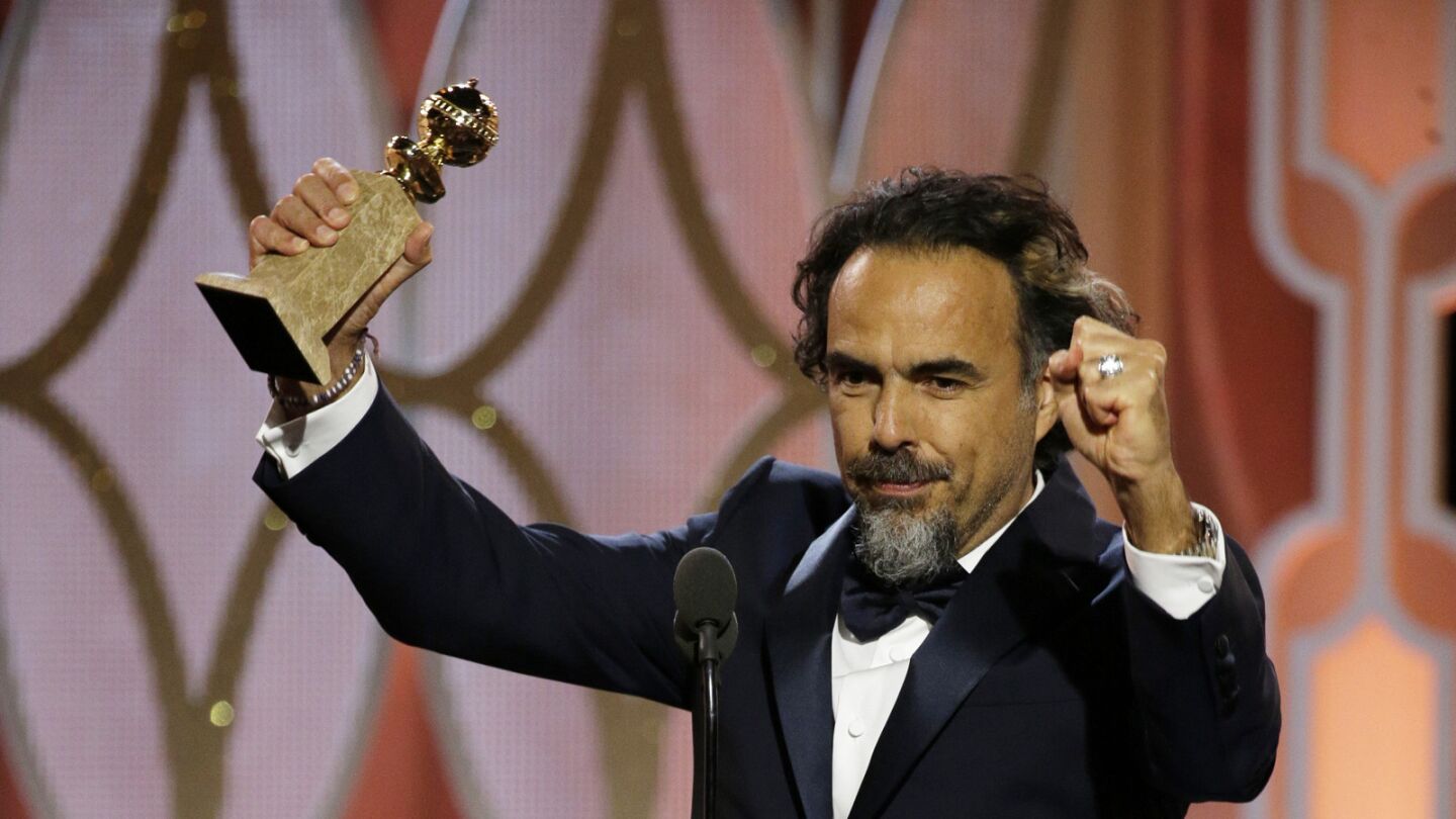 Alejandro G. Inarritu accepts the award for director for "The Revenant."
