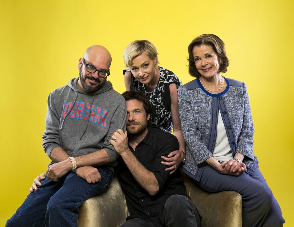 David Cross, left, Portia de Rossi, Jessica Walter and Jason Bateman star in Netflix's revival of "Arrested Development."
