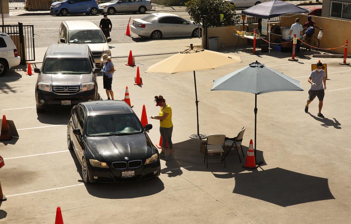 Drive-through food bank at St. Margaret's Center