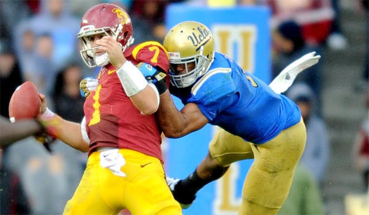 UCLA linebacker Anthony Barr's sack of USC quarterback Matt Barkley ended the signal-caller's season, but the Bruin says Trojan tackle Aundrey Walker is the real person responsible.