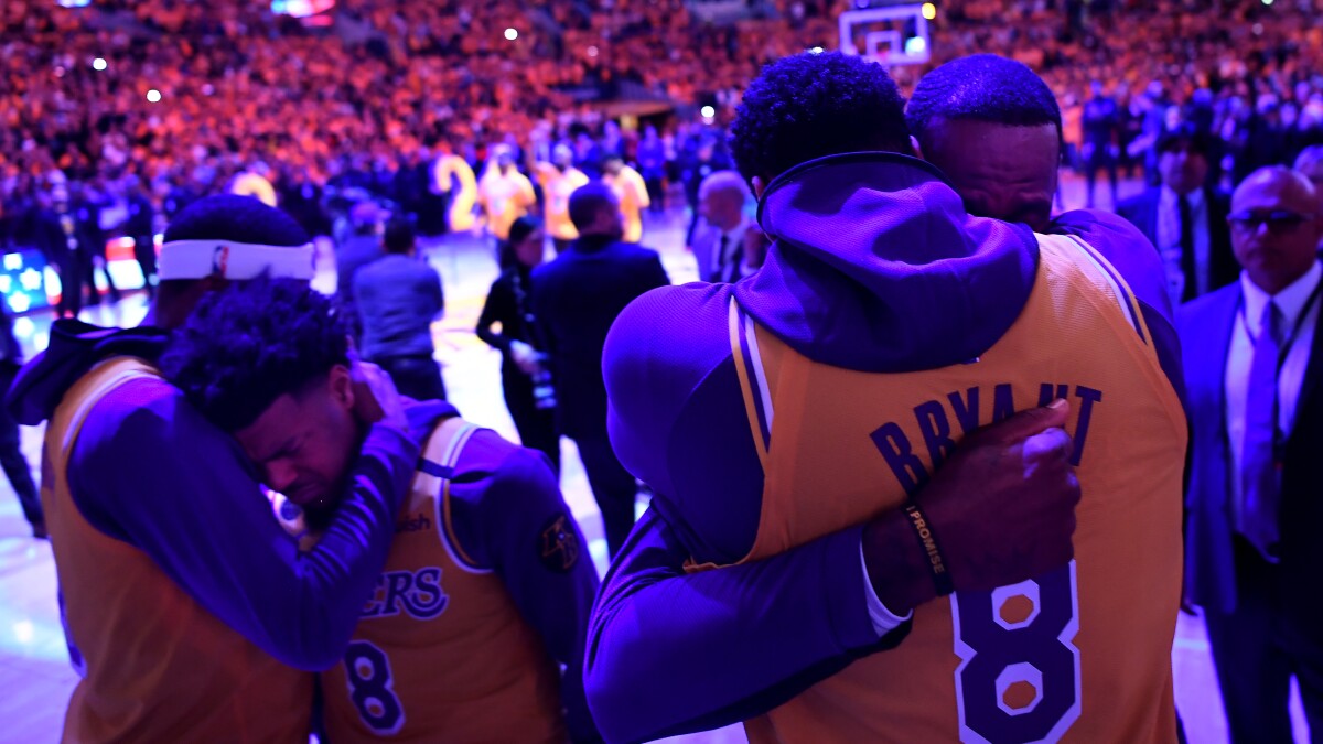 Lakers Honor Kobe Bryant And Lebron James Reveals Mamba Tattoo Los Angeles Times