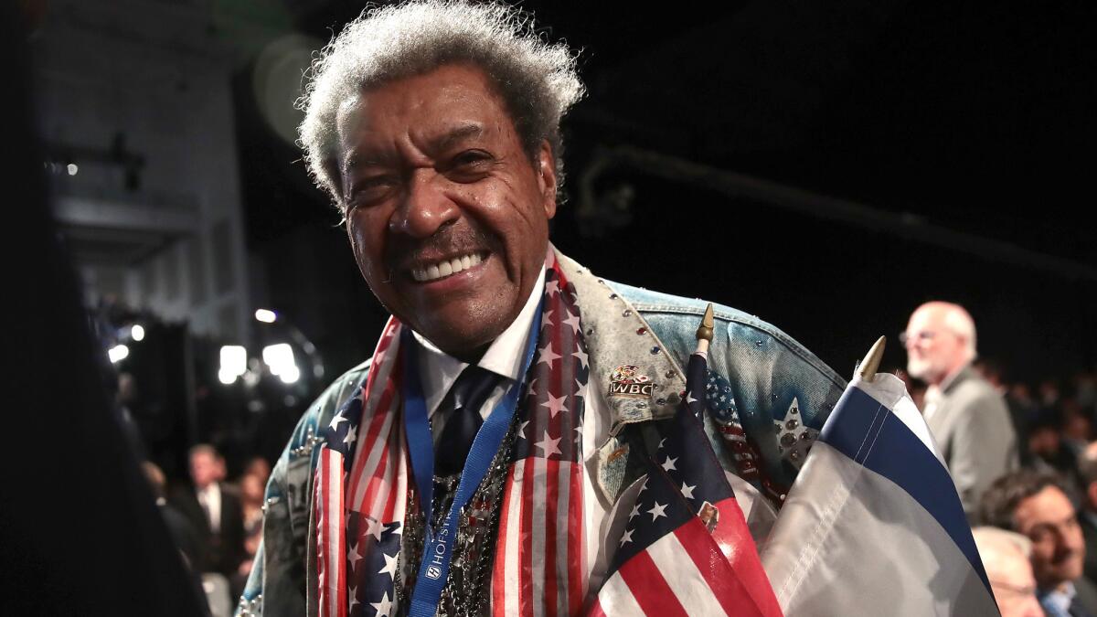 Boxing promoter Don King attends the presidential debate at Hofstra University on Sept 26.