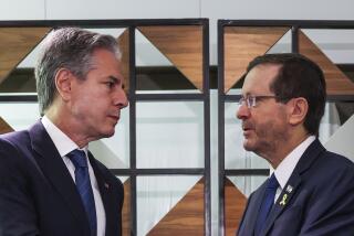 U.S. Secretary of State Antony Blinken, left, meets with Israel's President Isaac Herzog, in Tel Aviv, Israel, Monday, Aug. 19, 2024. (Kevin Mohatt/Pool Photo via AP)