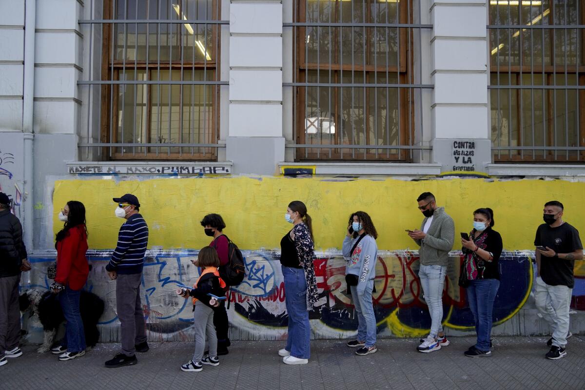 People line up to vote in Chile