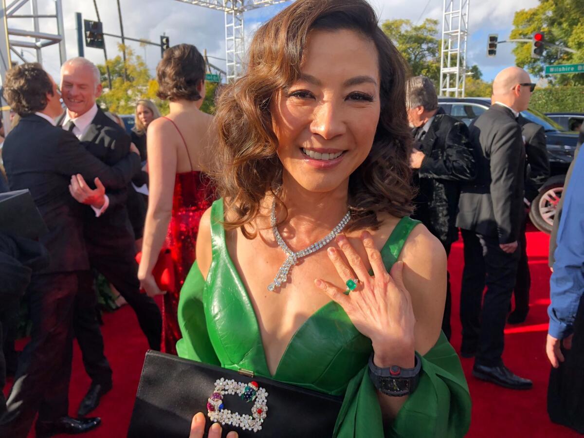 Michelle Yeoh on the Golden Globes' red carpet.