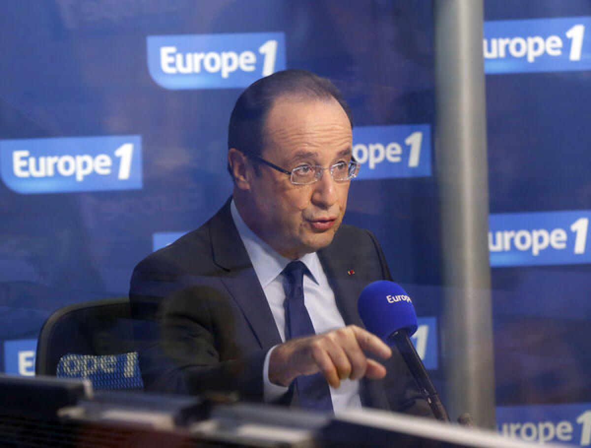 French President François Hollande, shown during an interview Dec. 21 with Europe 1 radio station studio, lost a key element of his economic plan Saturday when France's Constitutional Council threw out his "supertax" on the wealthy.