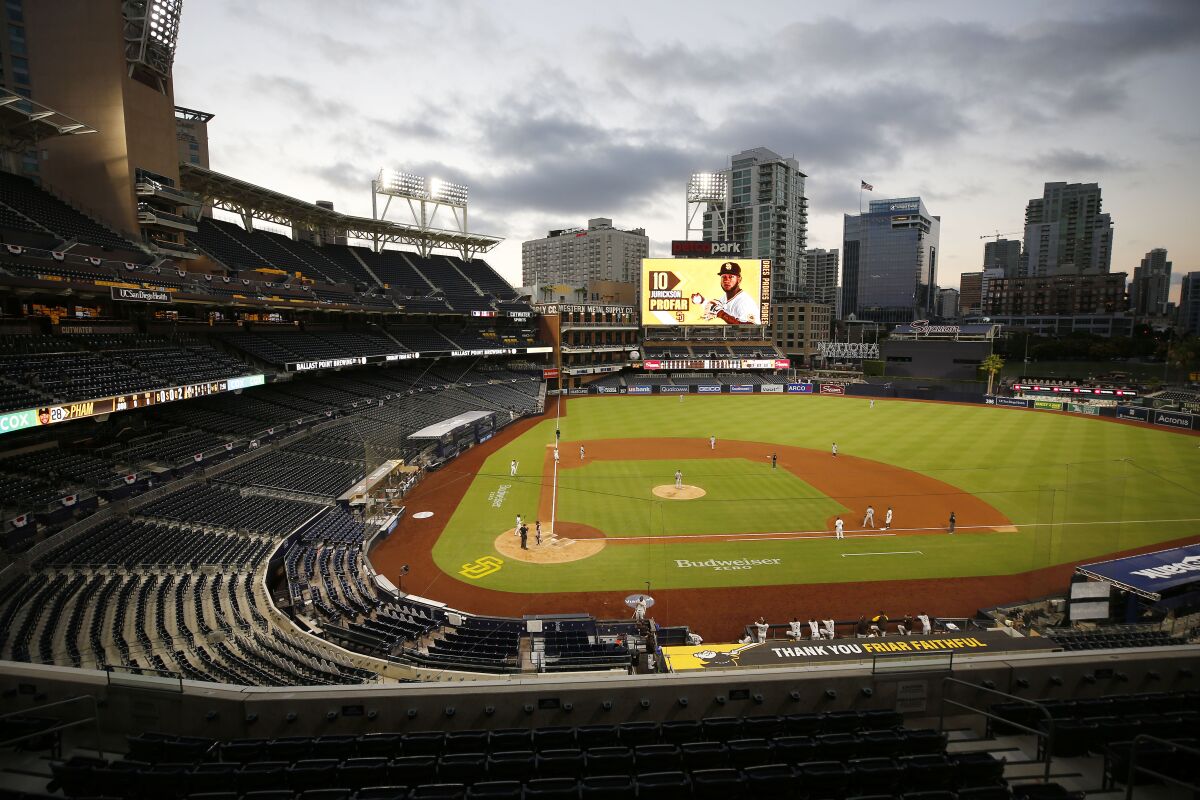 The Padres played in front of no fans at Petco Park in 2020. Fans are expected to be allowed back inside in 2020.