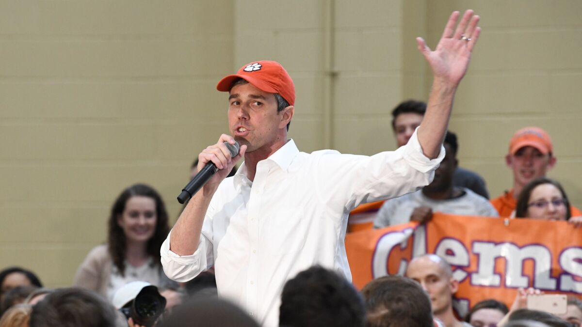 Former U.S. Rep. Beto O'Rourke of Texas speaks to students at Clemson University in Clemson, S.C.