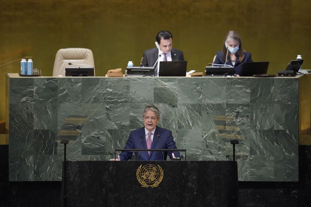 El presidente ecuatoriano Guillermo Lasso habla ante la Asamblea General de la ONU 