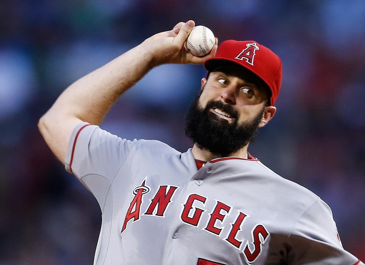 Angels pitcher Matt Shoemaker (12-4) gave up just one hit over 7 2/3 innings Thursday against the Red Sox.
