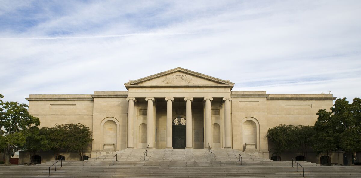 The columned exterior of the Baltimore Museum of Art.