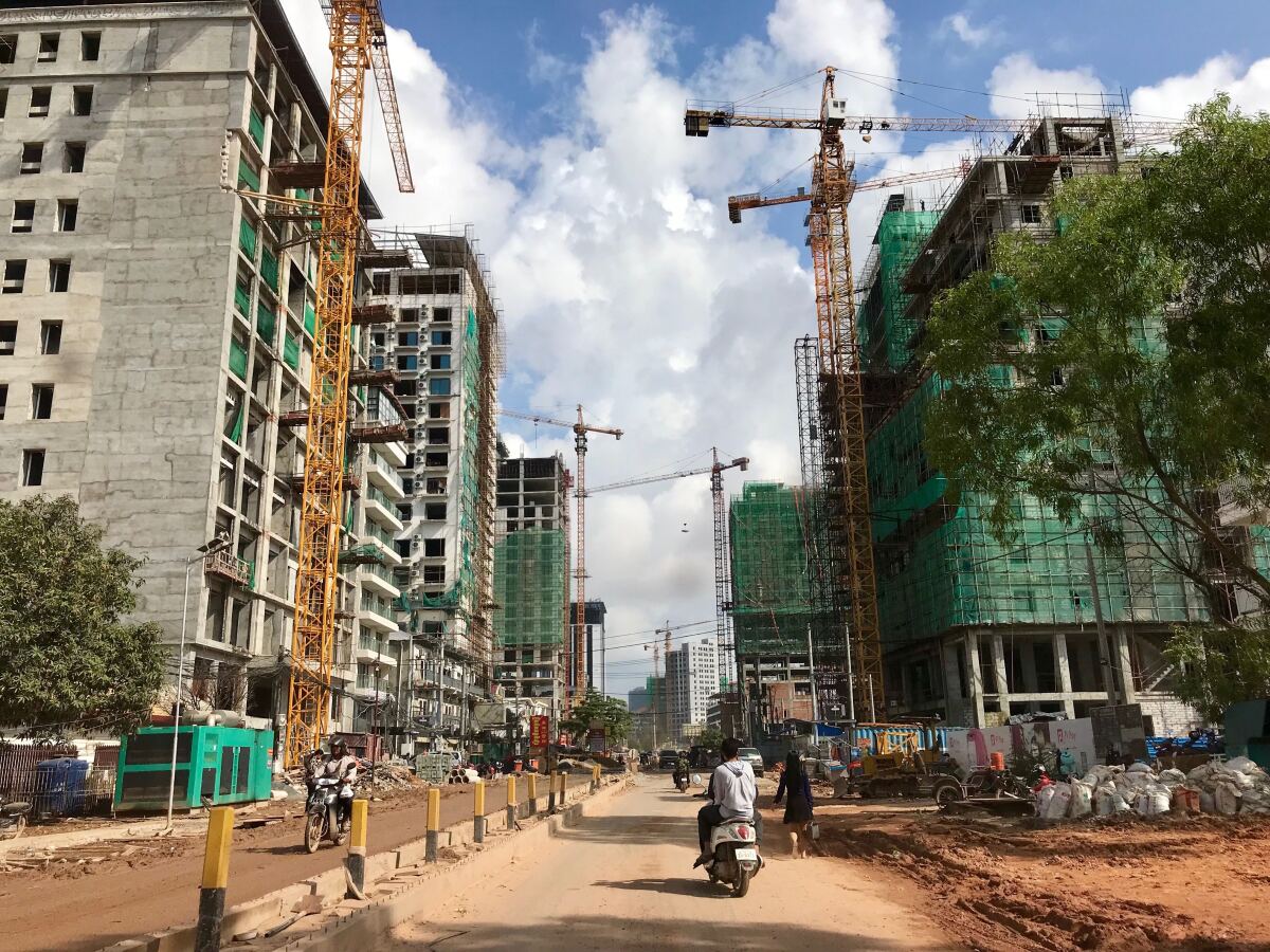 Intensive construction is underway in Sihanoukville, Cambodia, most of it funded by Chinese investors.