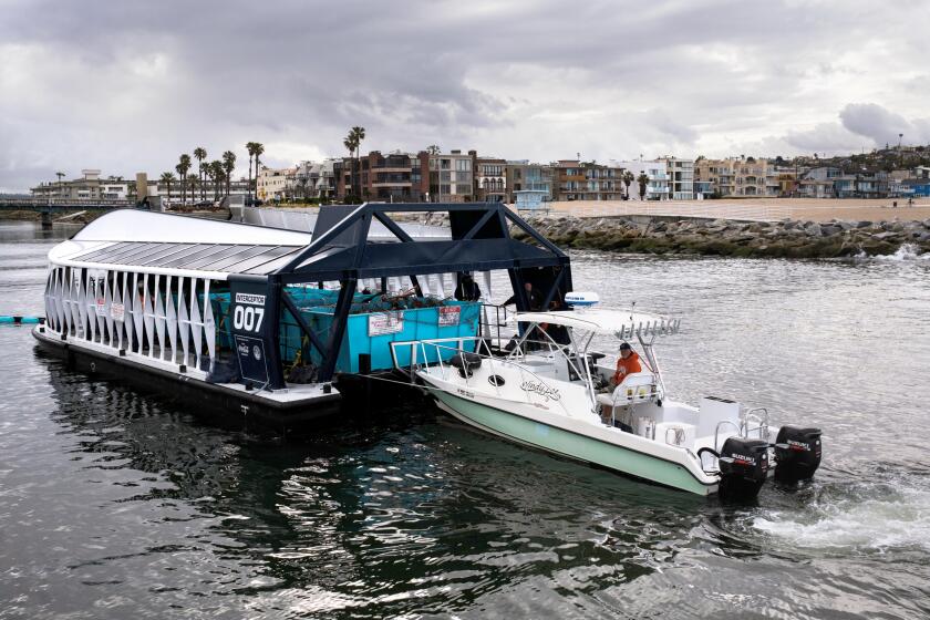 The Ballona Creek Trash Interceptor on Friday, May 5, 2023, at the end of its first storm season