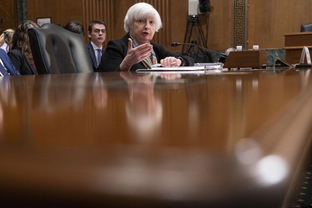 Treasury Secretary Janet L. Yellen answers senators' questions.