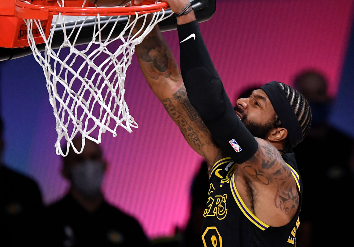 Lakers forward Markieff Morris dunks during an 117-109 victory over the Houston Rockets.