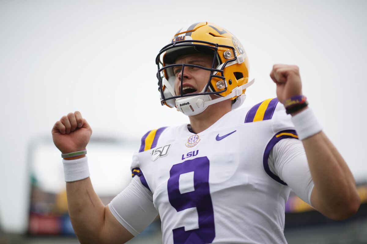 It would be a shocker if former LSU quarterback Joe Burrow (9) isn't selected by the Cincinnati Bengals with the first overall pick in Thursday's NFL Draft.