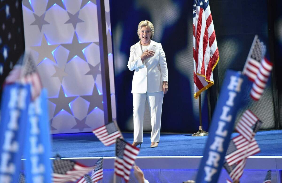 Hillary Clinton onstage at the Democratic National Convention in Philadelphia.