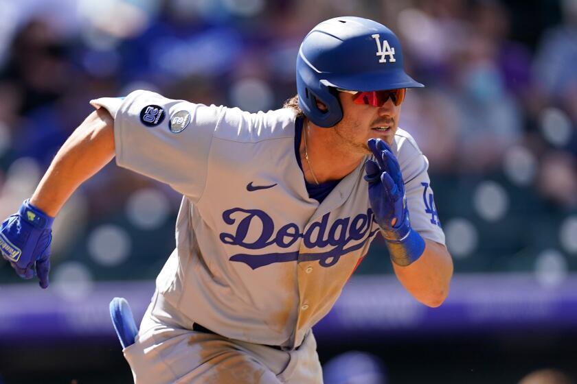 Los Angeles Dodgers second baseman Zach McKinstry (8) in the sixth inning of a baseball game Sunday.