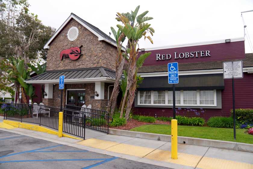 A Red Lobster restaurant in Torrance, California, US, on Wednesday, May 15, 2024. Red Lobster is closing at more than 50 of its restaurants across the country, according to a company that helps businesses liquidate restaurant equipment, reports CBS. Photographer: Eric Thayer/Bloomberg via Getty Images